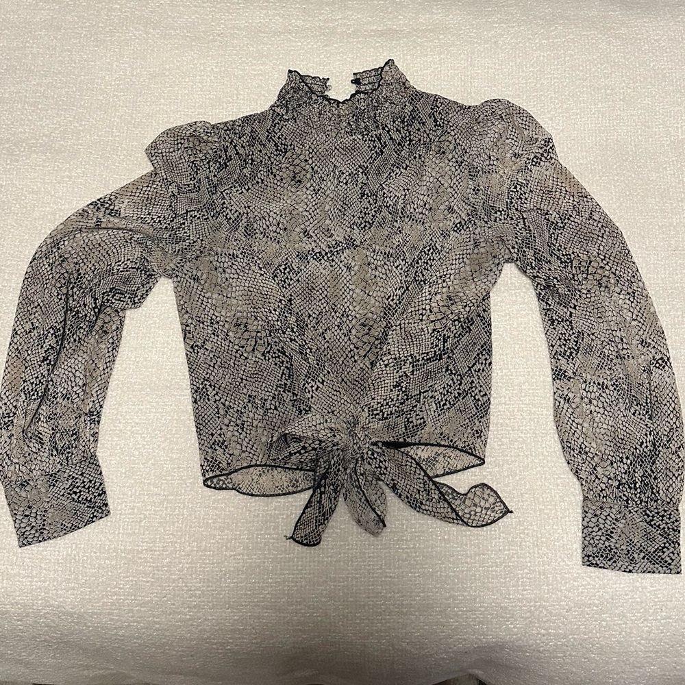 Snakeskin print turtleneck top